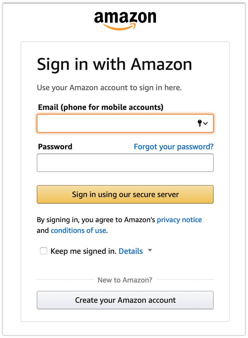 6. Now you should sign in to your Amazon account or create a new one.