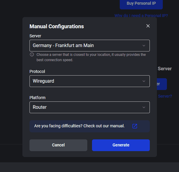 Generate-Configuration-pop-up