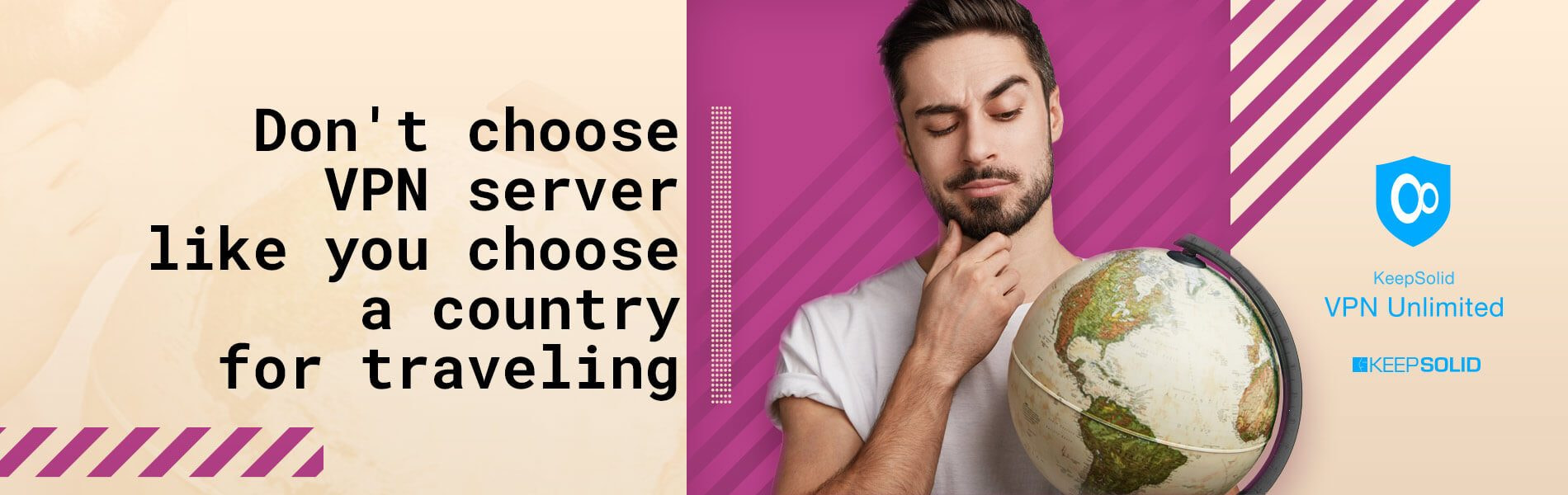 Man choosing VPN server location on the globe